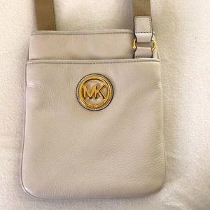 Michael Kors cream flat crossbody pouch